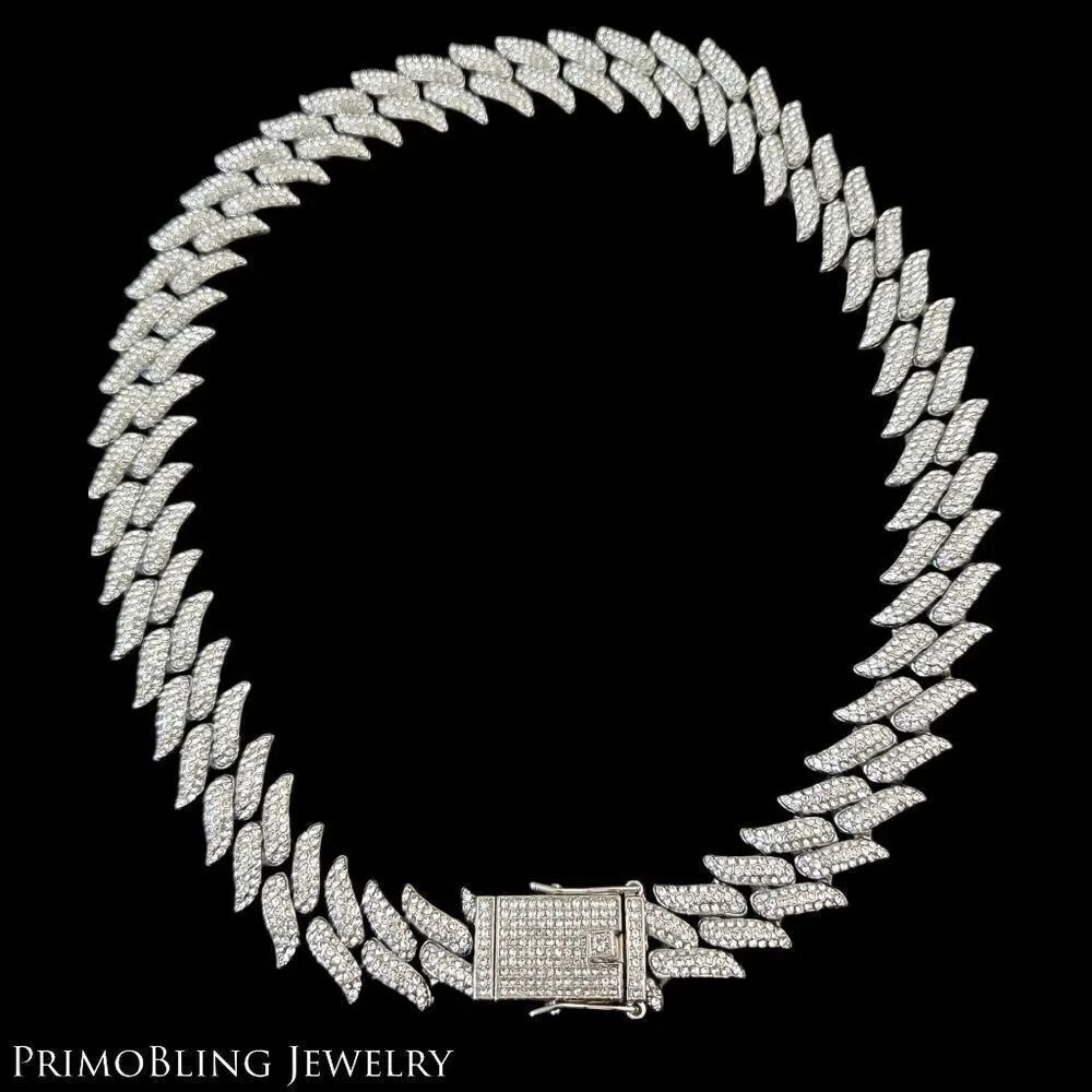 Iced Out Jagged Cuban Link Chain - Picture 2 of 3